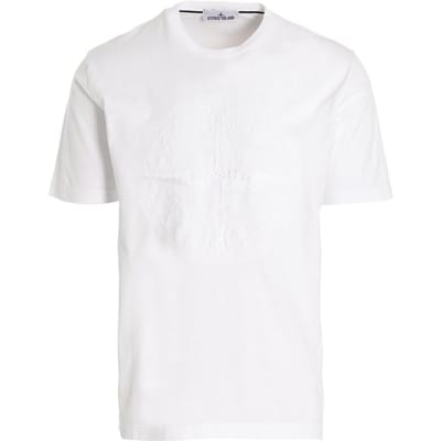 Stone Island FW22 Effen Kleur Losse Pasvorm Ronde Hals Korte Mouw T-shirt Heren Tops Wit 771521559-V0001 S white