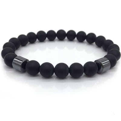 Zwarte kralenarmband van onyx en hematiet