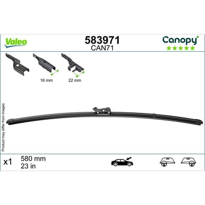 Wisserblad VALEO Canopy 583971, 580mm, Voor, 1 Stuk