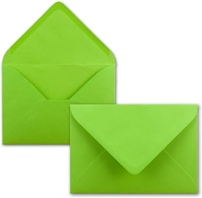 100 C7 Enveloppen Lichtgroen - Formaat 125 x 80 mm - Met Sluitklep