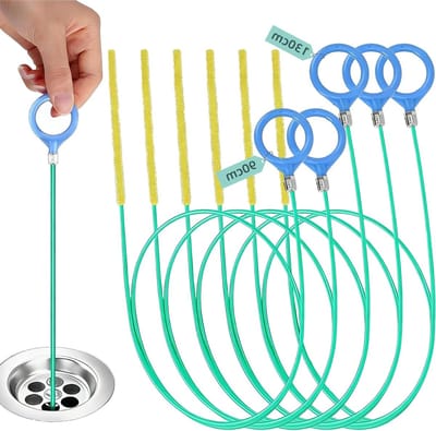 Set van 5 Spiralen voor Afvoerreiniging, Haarverwijderaar, 90/130 cm, Anti-Break Staal, Ideaal voor Verstopte Douche, Badkuip, Wasbak en Keukenafvoer