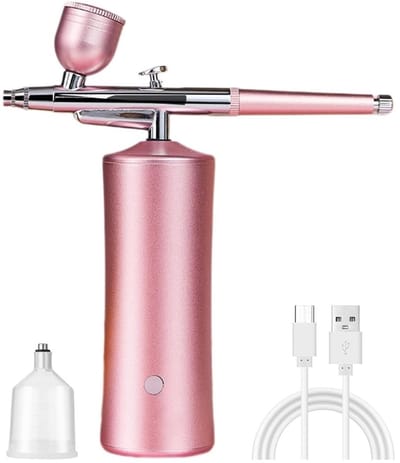 Dailygoods - Draagbare Airbrush - Handheld Airbrush Gun - Perfect voor Graffiti en Nail Art - Roze - Geschikt voor Cake Decoratie - Creatieve Hobby's