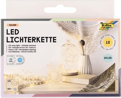 Folia lichtslinger LED | 20 LED's | 2 | 20 m | op batterijen | pak van 10 stuks