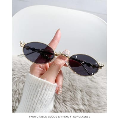 Nieuwste Trendy Diamant Zonnebril Bril Dames Klein Brilmontuur Montuur Ovaal Zon Zonnebril UV400 Klassieke Zonnebril Y2K Brillen Met Doos