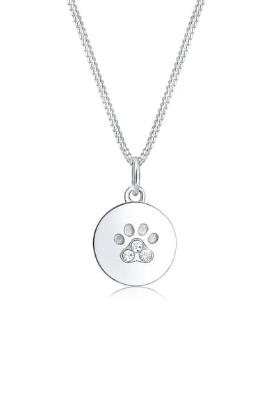 Elli - Halsketting - Dames poot plaatje hond kat met kristallen in 925 sterling zilver - Dames