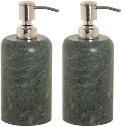 Atmosphera Zeeppompje/dispenser - 2x - groen - marmer look - 8 x 18 cm - stijlvol / sjiek