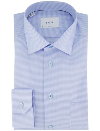 Overhemd Eton lichtblauw Classic Fit met borstzak