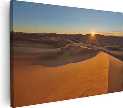Artaza Canvas Schilderij Zandduinen Marokko - 30x20 cm - Klein - Wanddecoratie Woestijn - Muurdecoratie Woonkamer - Kamer Accessoires