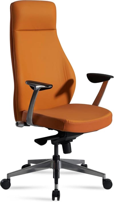 Bureaustoel Kunstleer - Directiestoel Ergonomisch - Comfortabel Werken - Ingebouwde Lendesteun - Tot 120 kg - Bruin