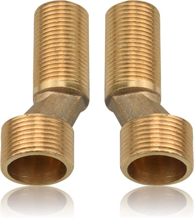 Adapter voor Douchearm - 2 Stuks, 3/4 Inch naar 1/2 Inch Messing S Verbinding, Eccentrische Koppeling voor Verstelbare Douchearm en Aansluitingen, 75mm Lengte met 8mm Verschuiving