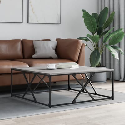 vidaXL - Salontafel - 100x100x40 - cm - bewerkt - hout - grijs - sonoma - eikenkleurig