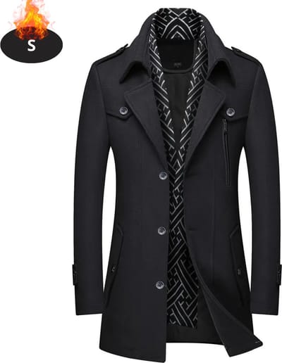 Livano Mantel Heren - Tussenmantel - Jas - Mantelpakje - Trenchcoat - Overjas - Overcoat - Winter - Zwart - S