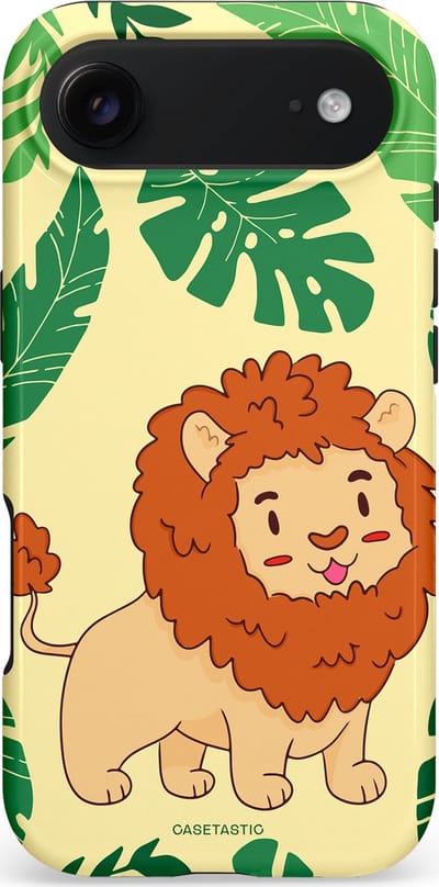 Casetastic hoesje geschikt voor Apple iPhone Air - MagSafe - Dubbellaagse bescherming - Jungle Leeuw Ontwerp - Fashion Case - Crème Groen Terracotta