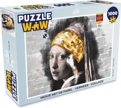Puzzel Meisje met de parel - Vermeer - Collage - Legpuzzel - Puzzel 1000 stukjes volwassenen