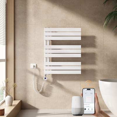 EMKE Elektrische Handdoekradiator - Slimme Bediening - APP Week Timer - 76x60cm - 400W - Glans Wit