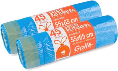 Vuilniszakken met Handgrepen - 90 Stuks - 40 Liter - 55 x 65 cm - Blauw