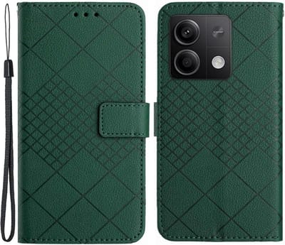 Coverup Hoesje - Geschikt voor Xiaomi Redmi Note 13 4G Hoesje - Coverup Rhombus Book Case - Groen