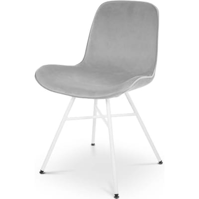 Nolon Noa-Fé Eetkamerstoel Grijs - Velvet - Fluweel - Wit Metalen Onderstel