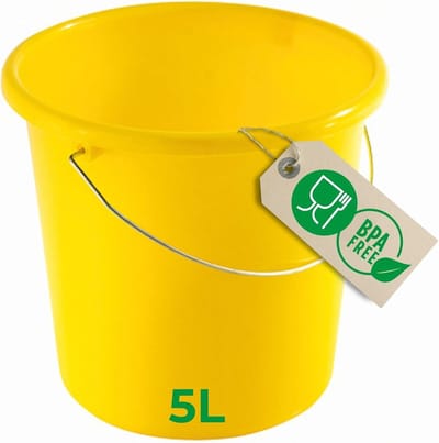 Novaliv emmer 5L geel met maatverdeling - schoonmaak emmer 5 liter? 22,5 cm Praktische alleskunner met schaalverdeling voor huishouden & tuin ideaal als huishoudemmer, wateremmer, dweilemmer, emmer