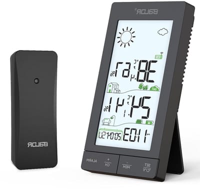 Draadloos Weerstatiestation - Weerindicator Buiten - Weersvoorspelling Thuis - Groot VA LCD Display - 6 inch Scherm - Zwart