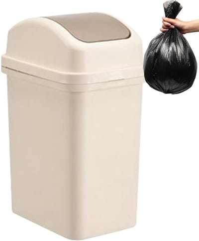 Keuken Afvalemmer - Prullenbak Deksel - Afval Scheiden - Draaibaar Deksel - 10 Liter - Beige