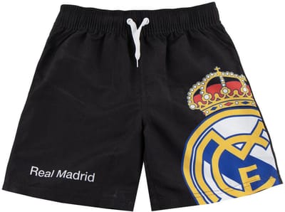 Real Madrid Zwembroek Jongens – Zwarte Zwemshort met Clublogo – Zomer Zwemkleding – Officieel Gelicenseerd