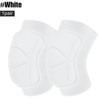 2 Stuks/Paar Kniebeschermers, Beschermende Kniebeschermers, Dikke Spons Botsingsvermijding Kniemouw voor Volwassen Jeugd Vrouwen Mannen M white