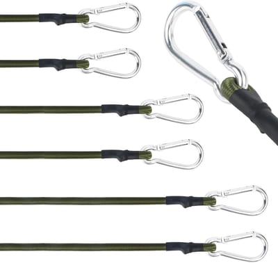 Allecto Plus - Spanrubber met karabijnhaak 6 stuks - Expander 2 x 30 cm 2 x 60 cm 2 x 90 cm - Bagagespanner voor kamperen - Sterke elastische spanbanden met haken