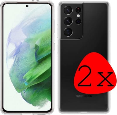 Hoesje 2 Stuks - Geschikt voor Samsung Galaxy S21 Ultra - Sterk & Shockproof - Case Siliconen - Back Cover - Telefoon Hoes - Transparant