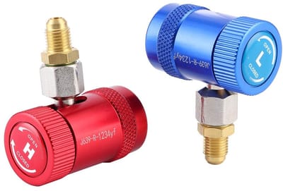 Dailygoods - R1234yf Snelkoppelingen - Handmatige Koppelingen - Blauw/Rood - Hoge/Lage Druk - Adapterset voor Airconditioning - Geschikt voor R1234yf