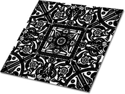 Tulup PVC Tegels - Retro Midden-Oosters Patroon Vinyl Tegels - 30 cm x 30 cm - Zwart en wit Zelfklevende Vinyl Tegels - 9 stuks - Vinyl Tegels Zelfklevend - Mozaïek Plaktegels - Vinyl Wandtegels - Plaktegels keuken en Badkamer