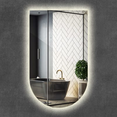 Wallfluent LED Spiegel - Spiegel in boogvorm met LED-verlichting - 40 x 70 cm - Afgesneden ovaal Spiegel - Badkamerspiegel – Eetkamerspiegel – Kaptafel Spiegel– Kantoorspiegel - Koel Wit - Montageset - Frameloze - Minimalistisch