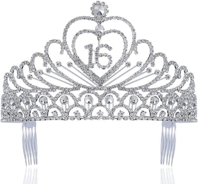 Haarkam met strass voor 16e verjaardag tiara kroon feestaccessoire