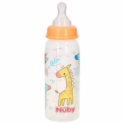 Nûby Baby Drinkfles - oranje - 240 ml - babies antikoliekspeen