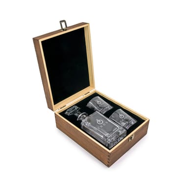 Luxe Whisky Set met Karaf & 2 Glazen – Geschenkset in Houten Giftbox met Dop – 3-Delige Cadeauset