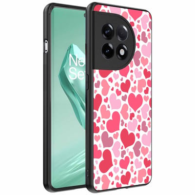 Geschikt voor OnePlus 12R Telefoonhoesje met Hartjes Print - Hearts Design TPU Backcover Case - Kinder Hoesje met Hartjes Design - Smartphonica geschikt voor OnePlus 12R