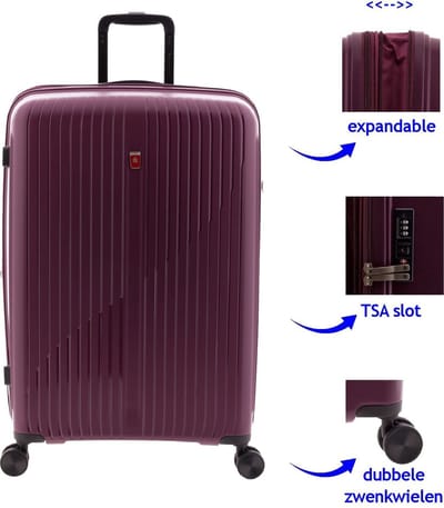 Gladiator Calypso Grote Expandable Koffer met TSA slot - 73 cm - 93/104 liter - Bordeaux Rood