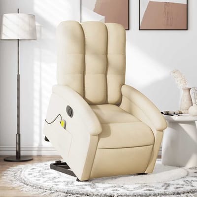 vidaXL - Sta-op-massagestoel - elektrisch - verstelbaar - stof - crèmekleurig