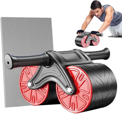 Buikspierroller - Buiktrainer Wiel - Buikspieren Trainen - Automatische Rebound - 38x25x14 cm - Rood