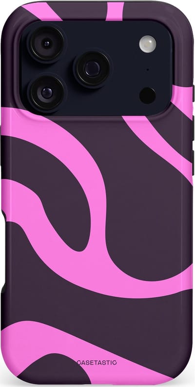 Casetastic hoesje geschikt voor Apple iPhone 17 Pro - MagSafe - Dubbellaagse bescherming - Roze Paarse Lavendel Abstractie - Fashion Case - Donkergrijs Roze