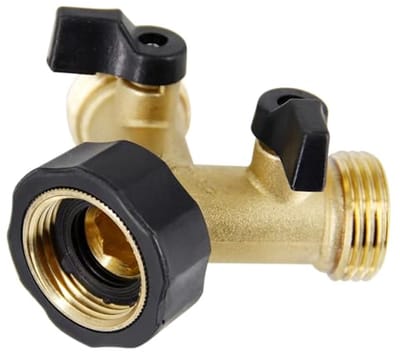 2-Wege Slangverdeler - 3/4 Inch - Met Afsluiters - Messing - Voor Keuken Tuin Rasen Wasserhahn