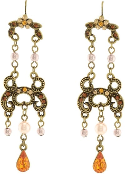 Behave Oorbellen hangers vintage goud-kleur bruin 7 cm