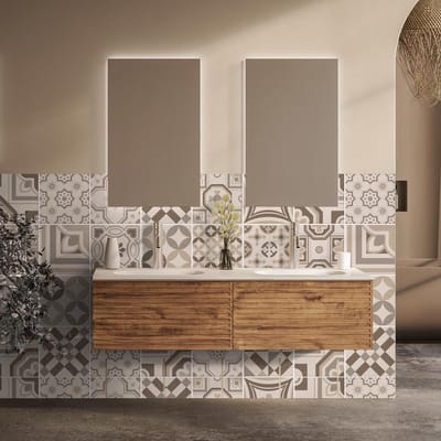 36 Pcs Adhesive Tiles 10x10cm PS00151 Mosaic of Azulejos Wall sticker Collage Decorative adhesive to Cement tiles for Bathroom and Kitchen peel and stick