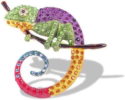 Rhinestone Chameleon Broche Grote Groene Paars Kleurrijke Jurk Accessoires Uniseks Sieraden Voor Kerstmis Halloween