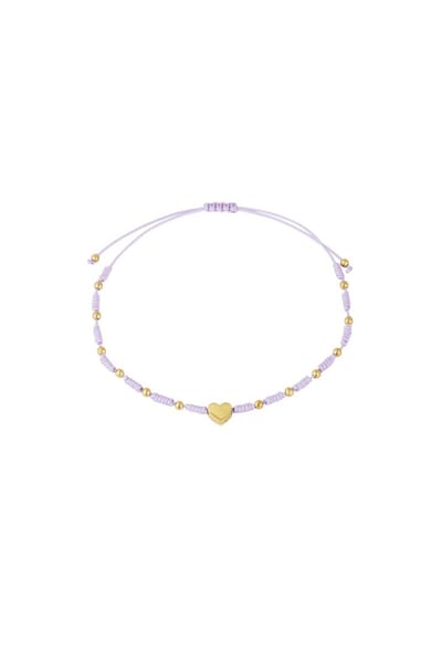 Yehwang - Armbandje Met Touw Lila - Koord Armband - Met Hart - Sieraad - Sieraden - Cadeau - Cadeautip