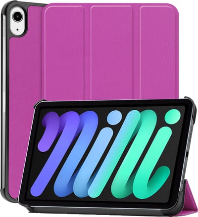 Hoesje - Geschikt voor Apple iPad Mini 7 (2024) - 8.3 inch - 7e Generatie - Dun & Stevig - Hardcover Book Case - Trifold Bookcase Hoes - Hard Cover - Tablethoes - Paars