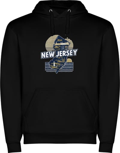 Zwarte Wanna have hoodie voor de echte Amerika liefhebber USA Amerikaanse / Verenigde Staten de staat New Jersey Print Full Color Color merk Roly maat M