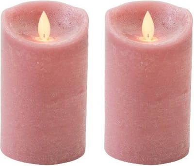 Anna's Collection Led kaars/stompkaars - 2x - oudroze - H12,5 x D7,5 cm - wax - bewegende vlam