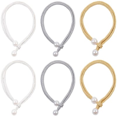 Dailygoods- Gordijnbevestigingen Decoratief Parelgordijn - Eenvoudige Gordijnbanden - Woonaccessoires - 6 Stuks - Duurzaam Polyesterzijde - Totale Lengte 43,5 cm - Gordijnriemen