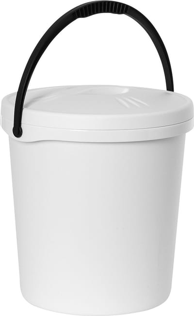 Plast Team - Emmer met deksel en handvat - 16 liter - wit